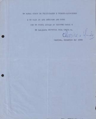 Carta de Clarice Herzog e Vladimir Herzog para Tamás Szmrecsányi e família, dez. 1965